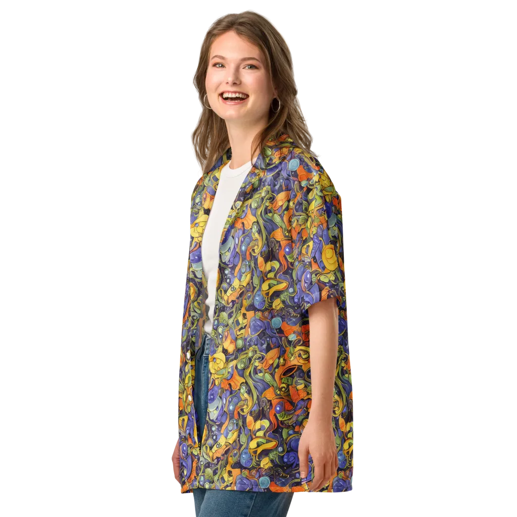 Indigo Uproar on Button Shirt — Left Front
