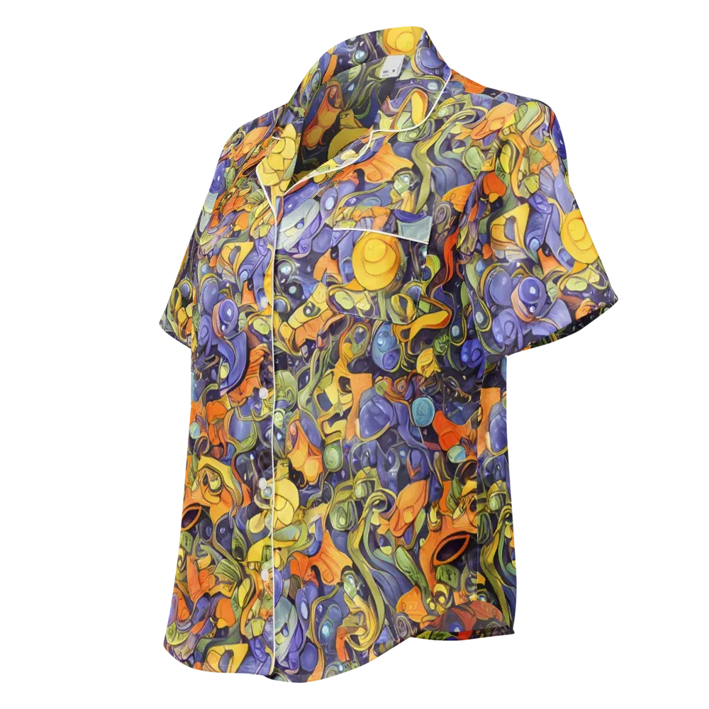 Indigo Uproar on Women's Short Sleeve Pajama Top — Left Front