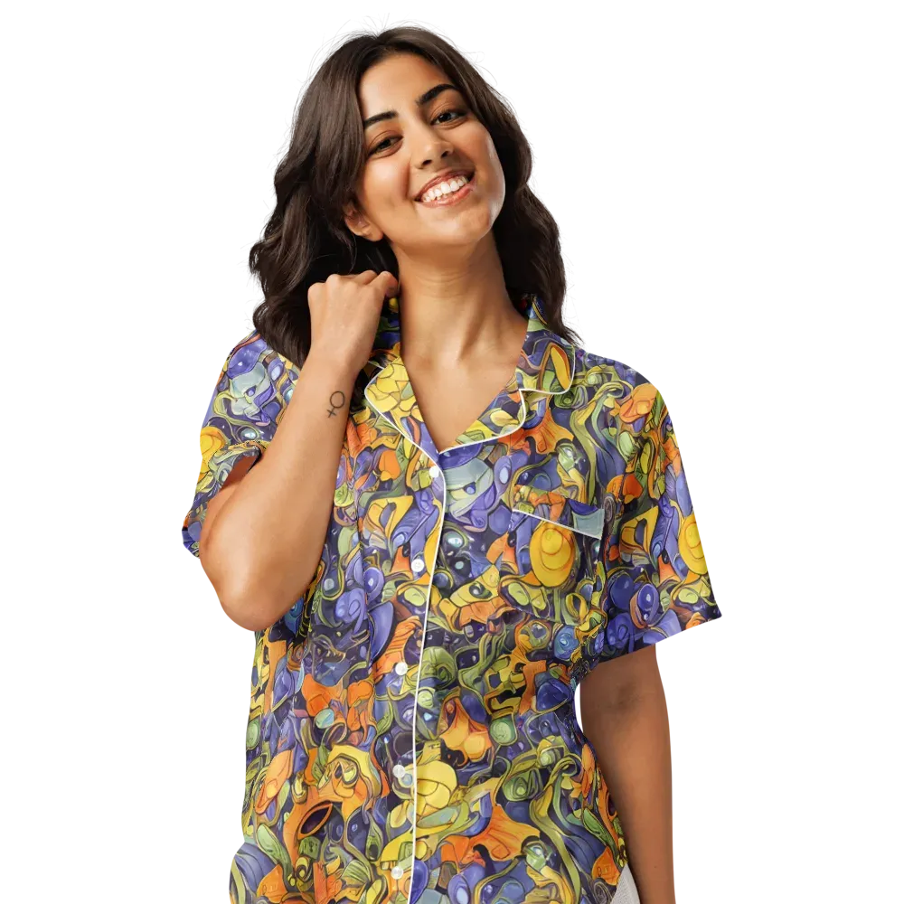 Indigo Uproar on Women's Short Sleeve Pajama Top — Front