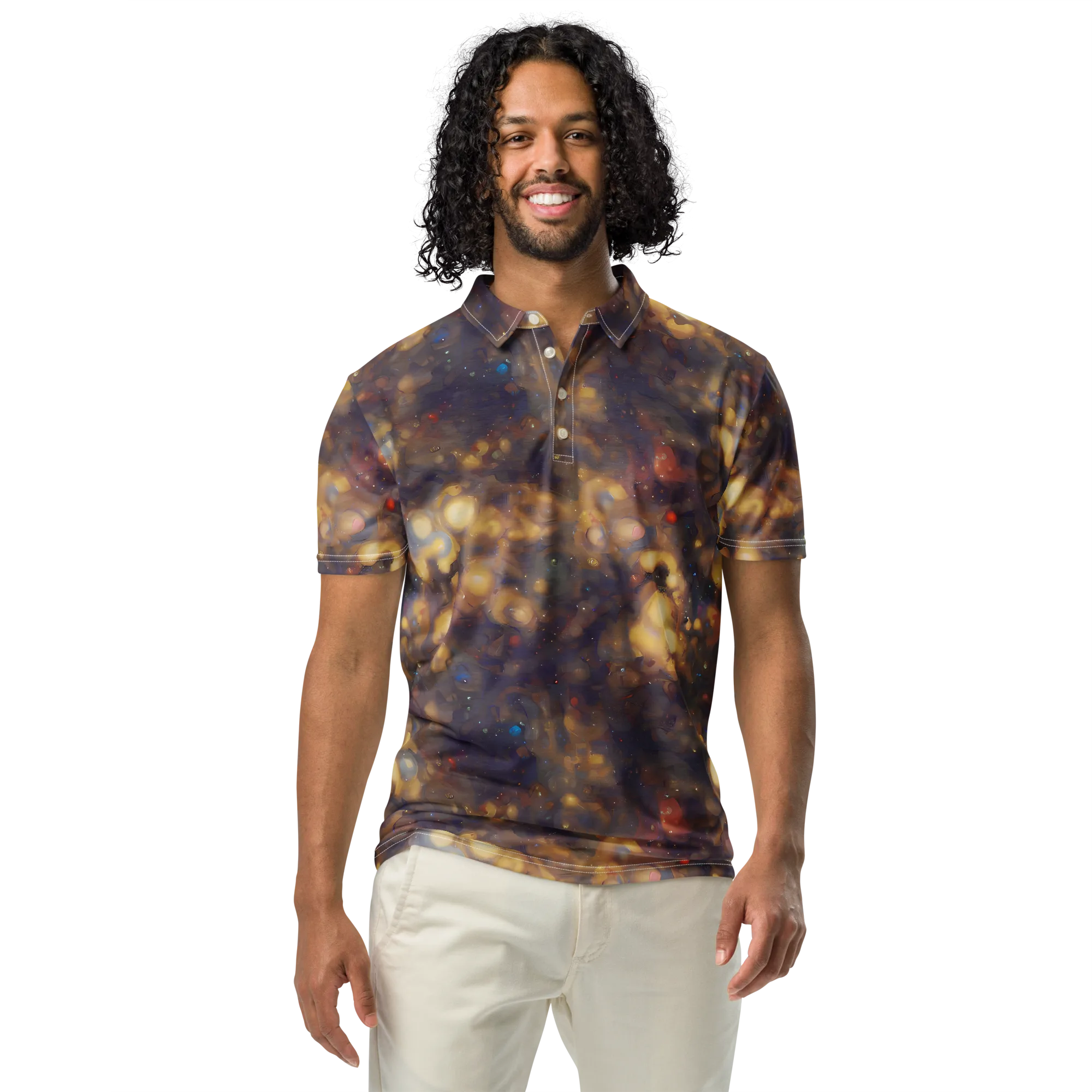 Amber Afterglow on Men's Slim Fit Polo Shirt — Front