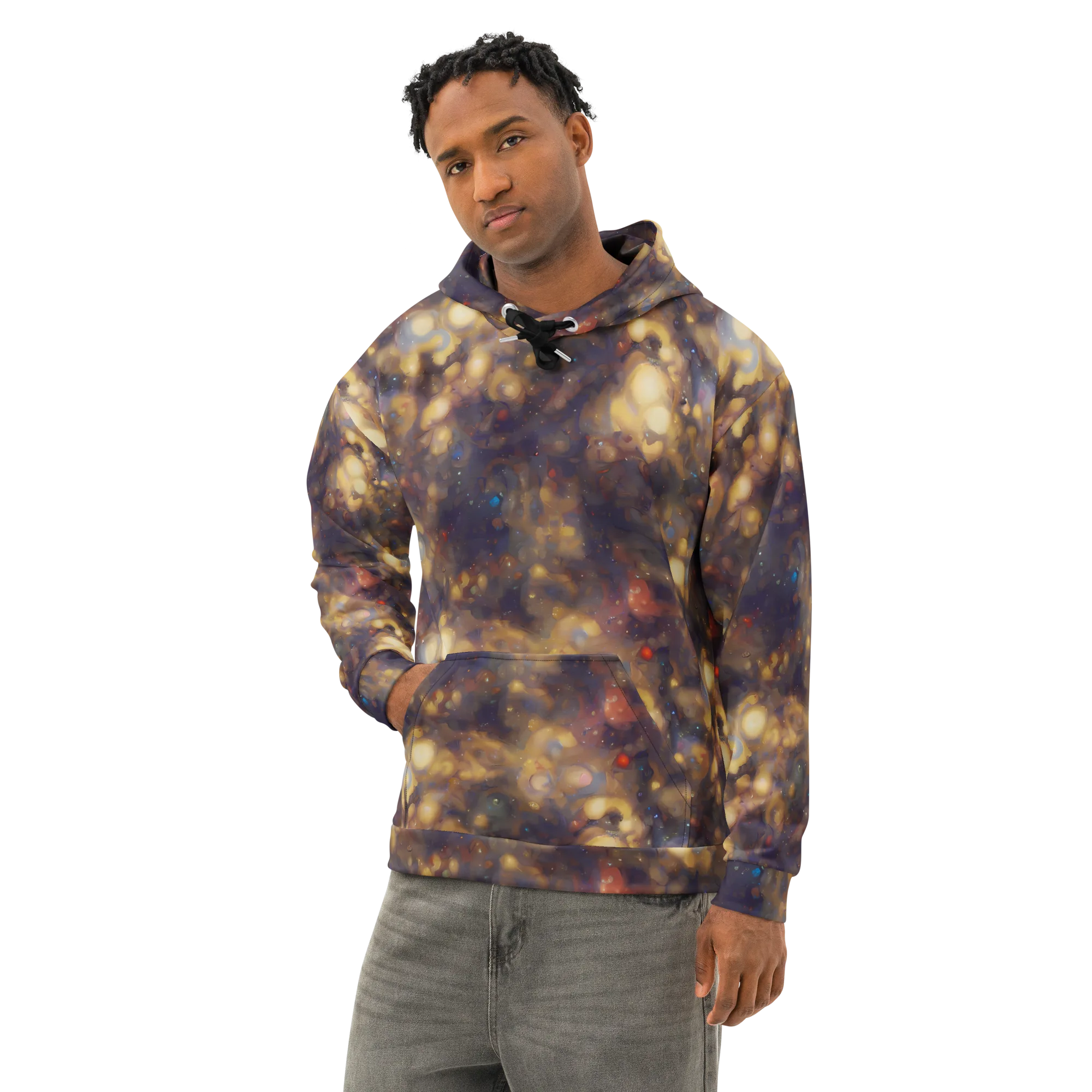 Amber Afterglow on Cotton Hoodie — Left Front