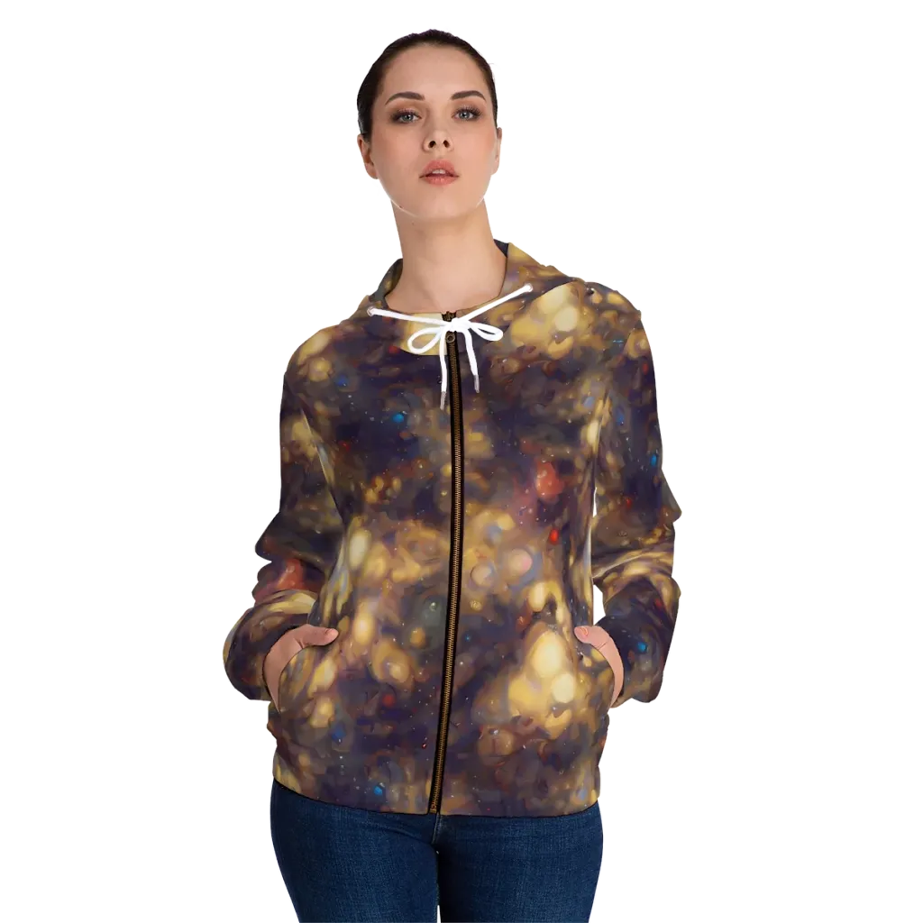 Amber Afterglow on Women's Full-Zip Hoodie — Front On Person