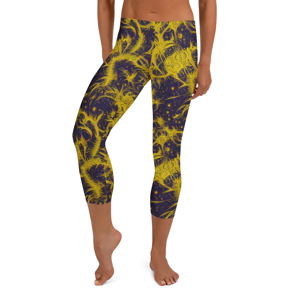 Golden Thornspell on Capri Leggings — Front