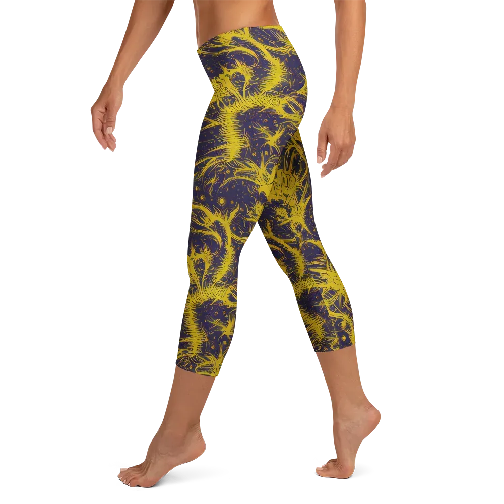 Golden Thornspell on Capri Leggings — Left