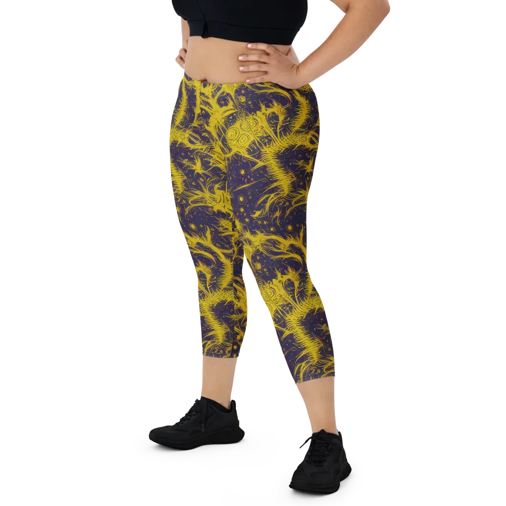 Golden Thornspell on Capri Leggings — Front
