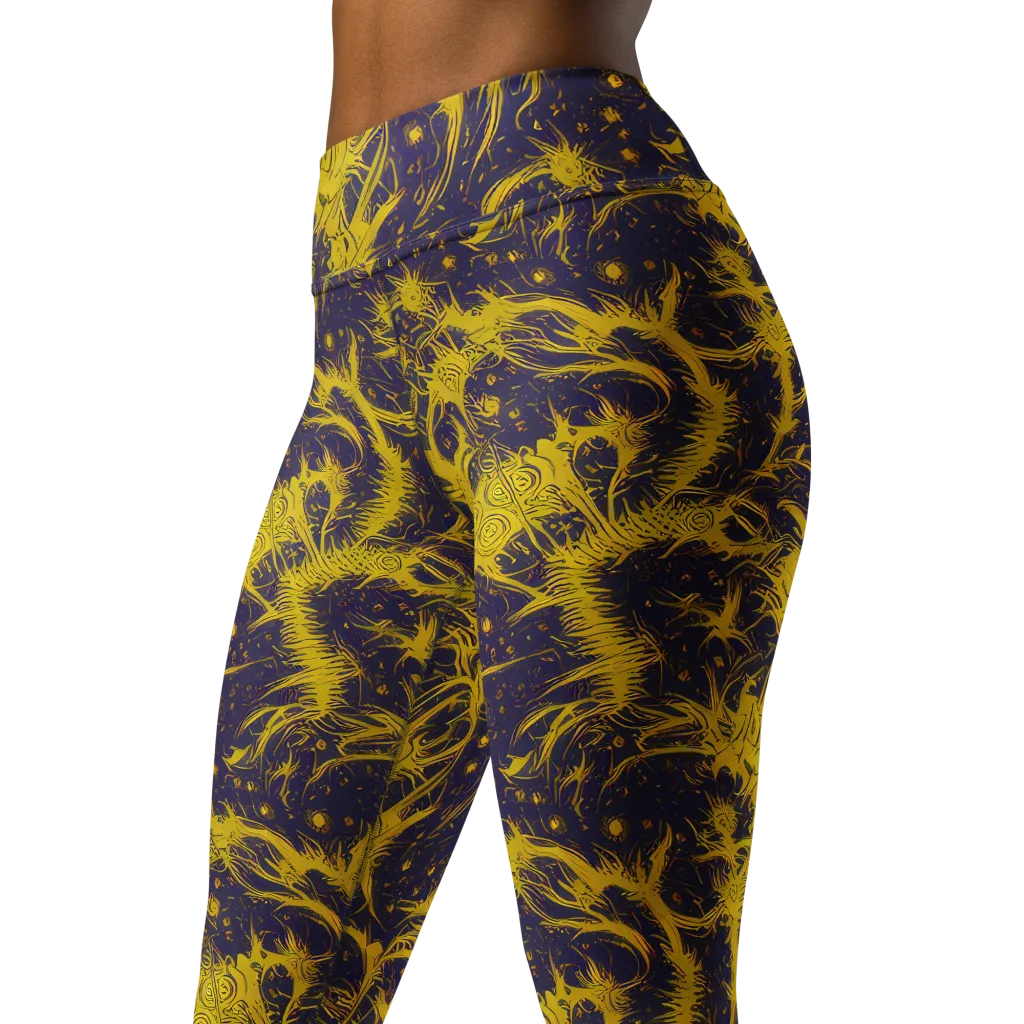 Golden Thornspell on Yoga Leggings — Left Front