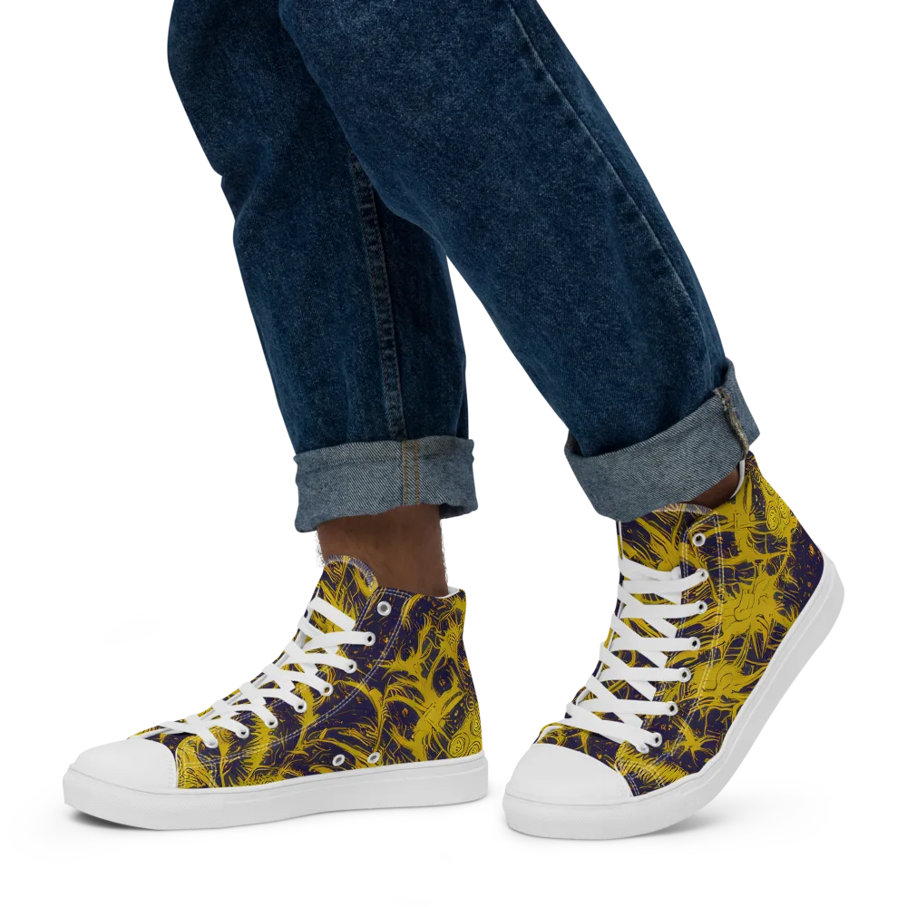 Golden Thornspell on Men's High Top Canvas Shoes — Left