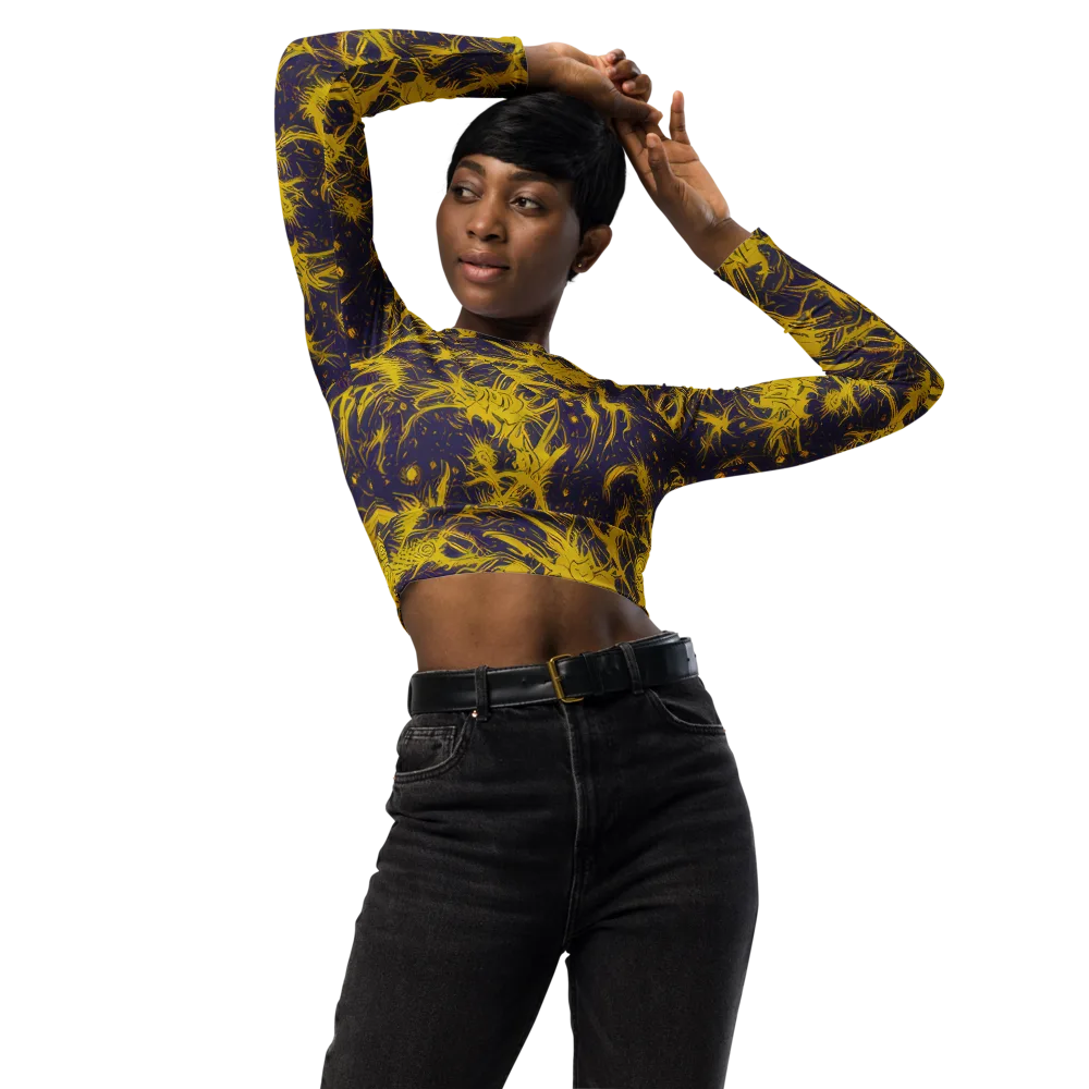 Golden Thornspell on Long Sleeve Crop Top — Front