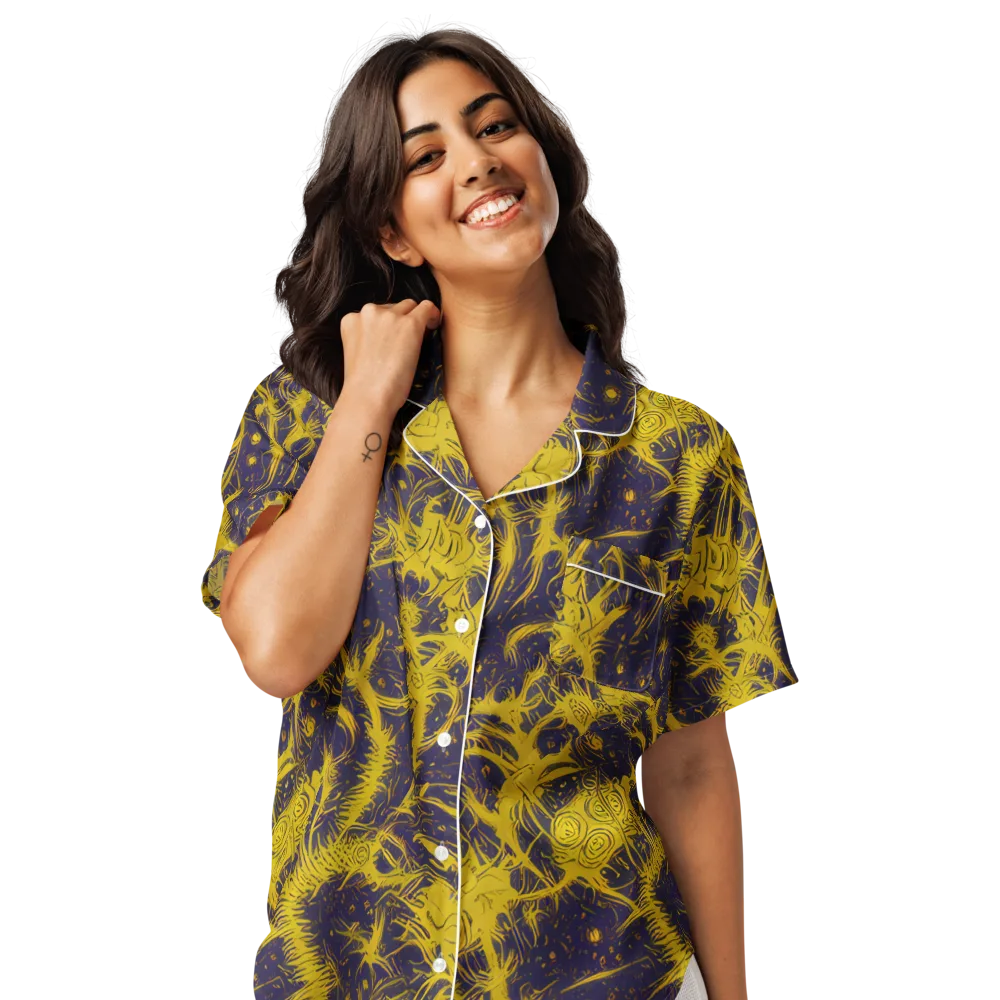 Golden Thornspell on Women's Short Sleeve Pajama Top — Front