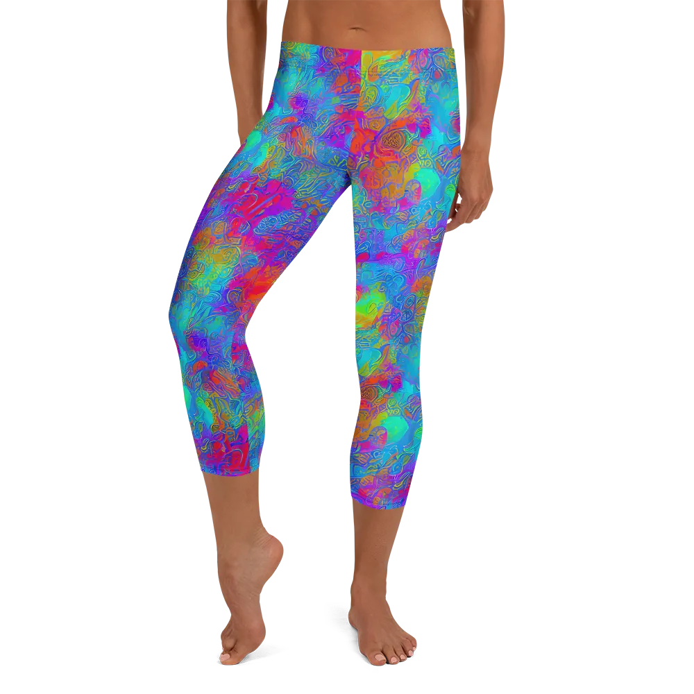 Acid Azure on Capri Leggings — Front
