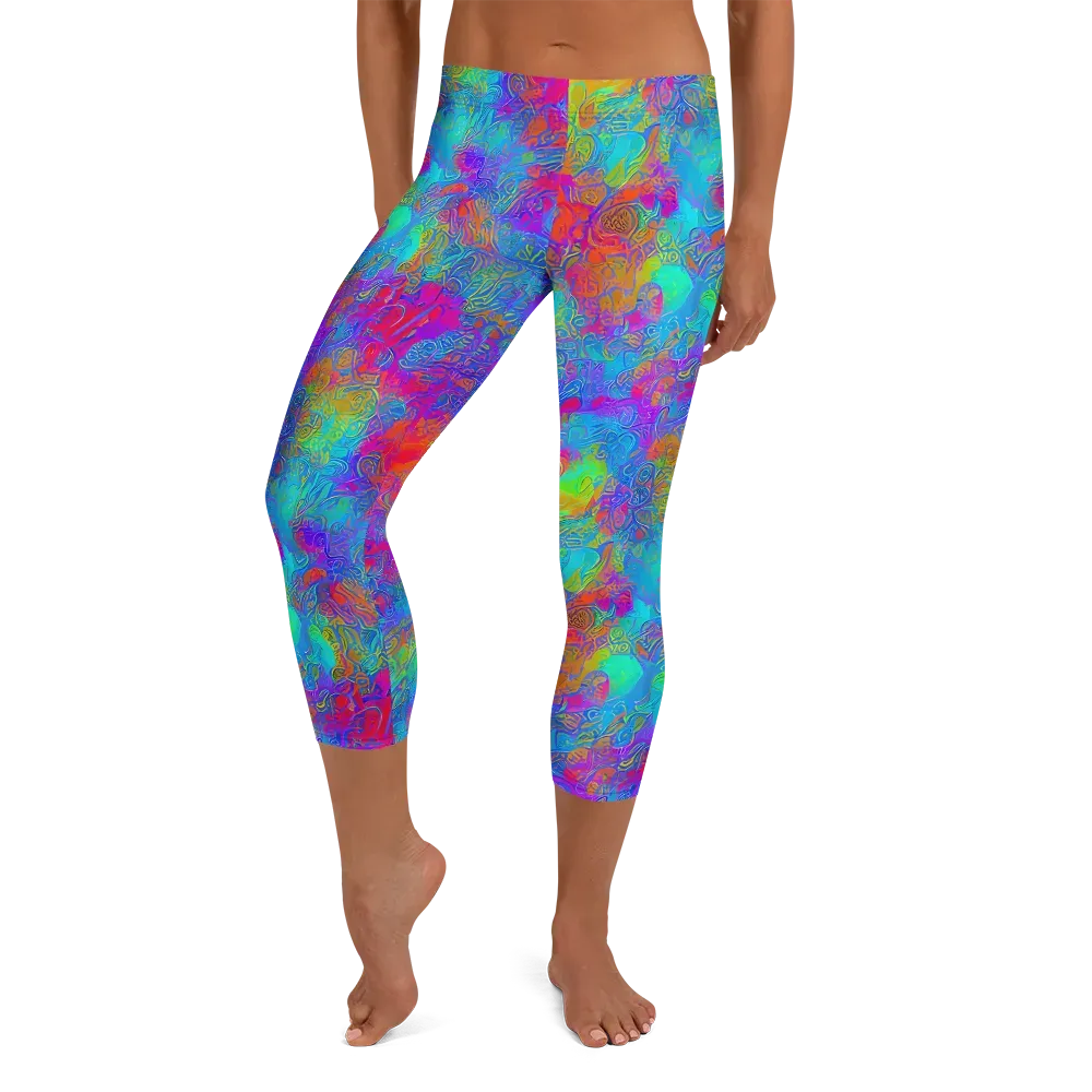 Acid Azure on Capri Leggings — Front