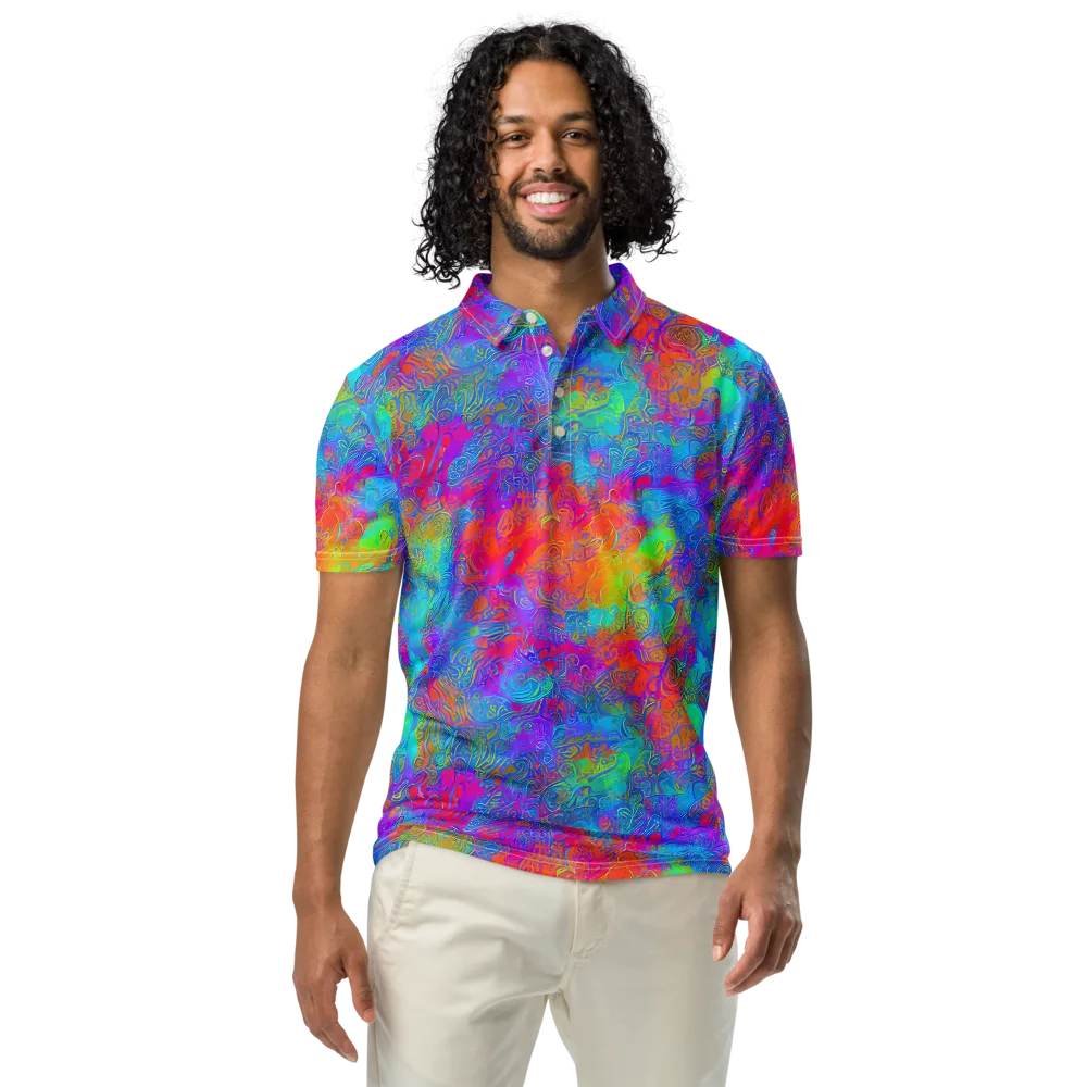 Acid Azure on Men's Slim Fit Polo Shirt — Front