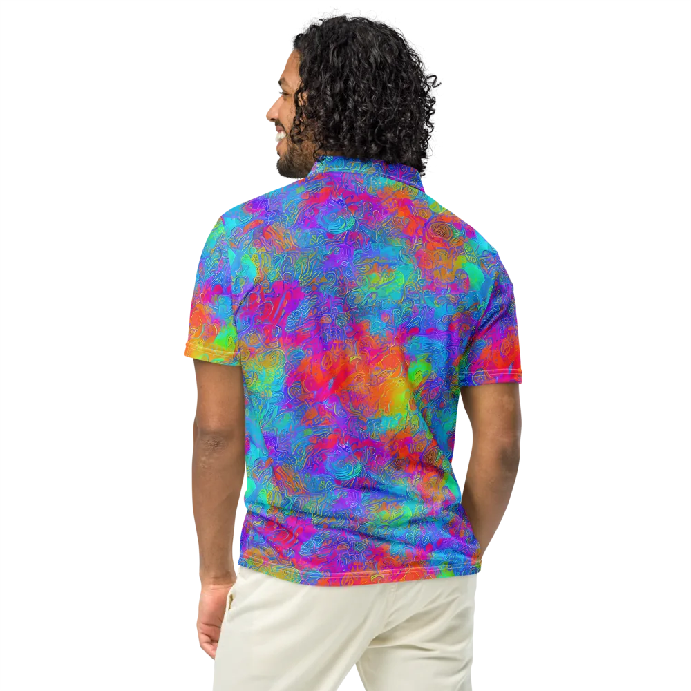 Acid Azure on Men's Slim Fit Polo Shirt — Back