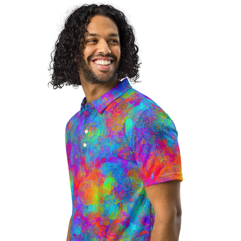 Acid Azure on Men's Slim Fit Polo Shirt — Left Front