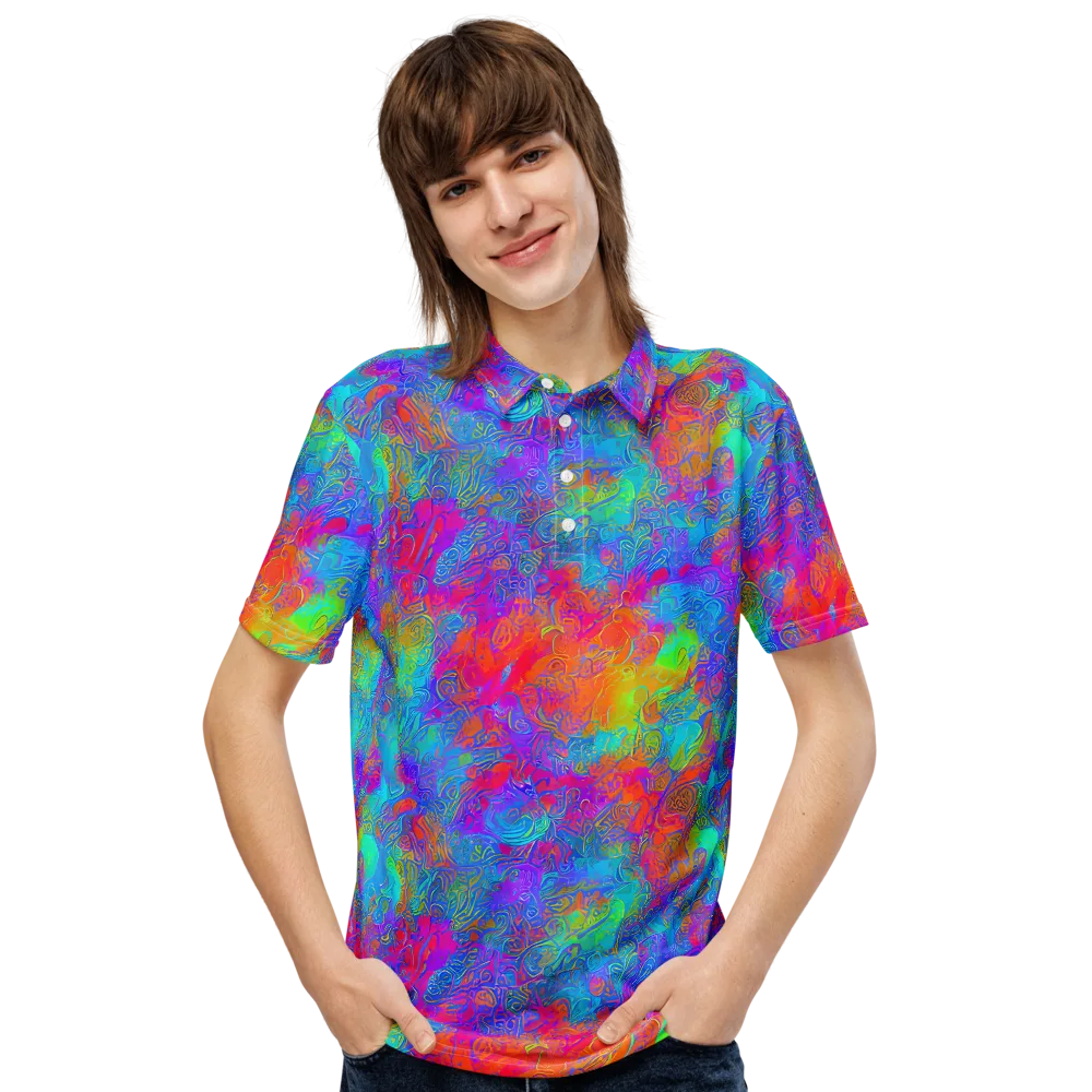 Acid Azure on Men's Slim Fit Polo Shirt — Front