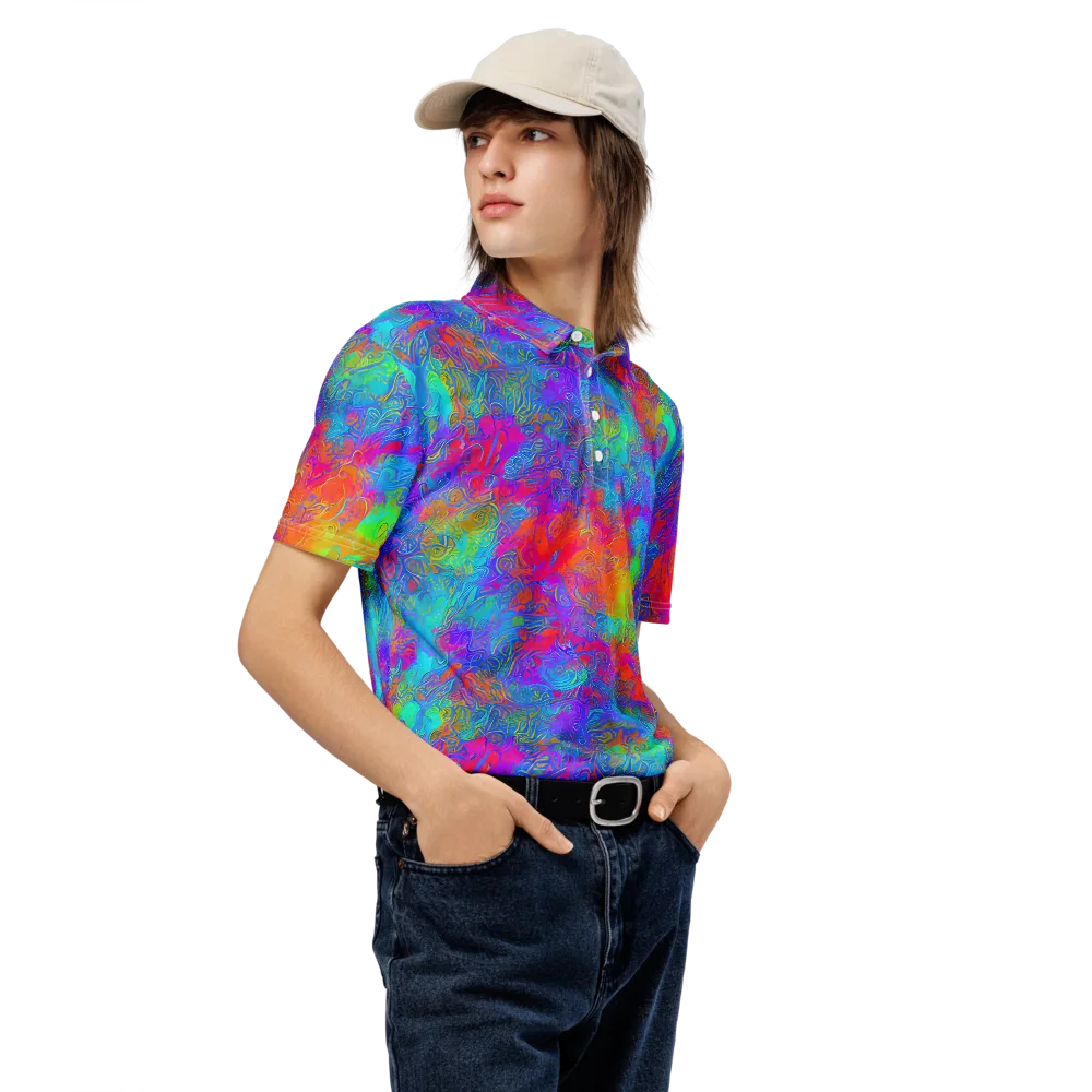 Acid Azure on Men's Slim Fit Polo Shirt — Right Front