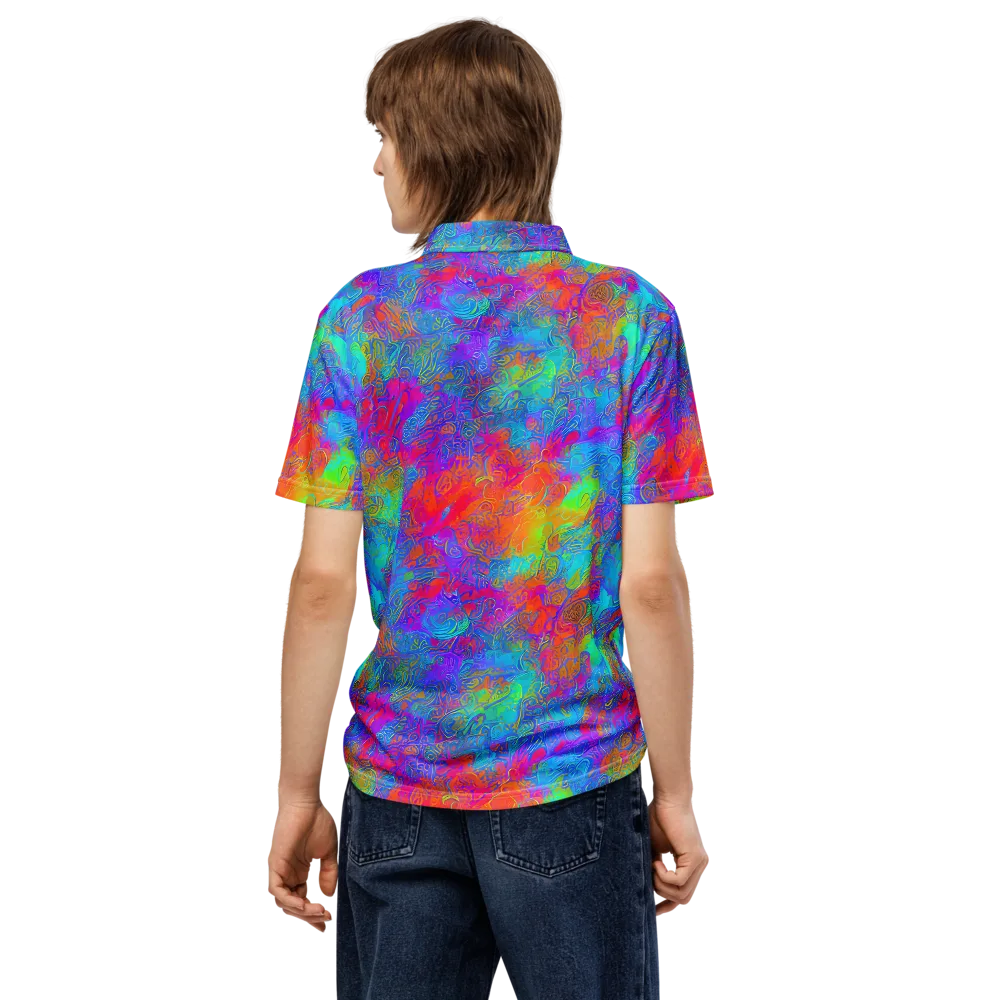 Acid Azure on Men's Slim Fit Polo Shirt — Back