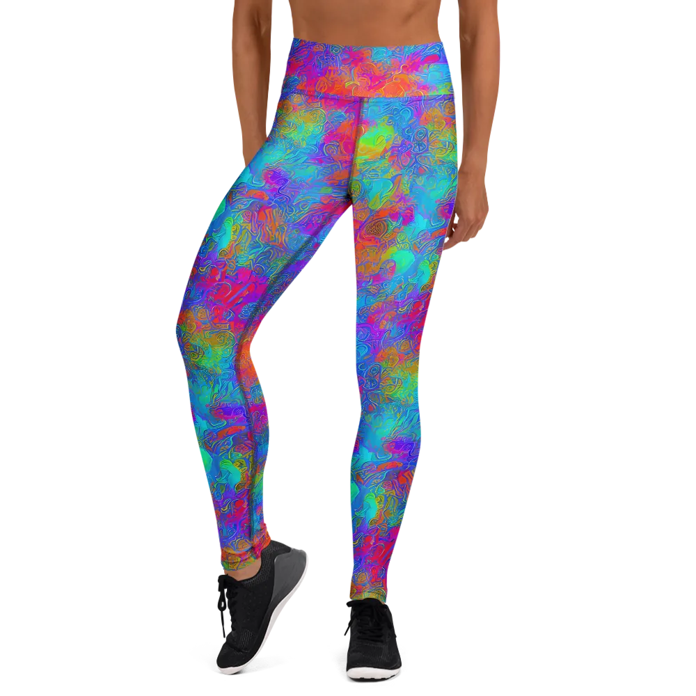 Acid Azure on Yoga Leggings — Front