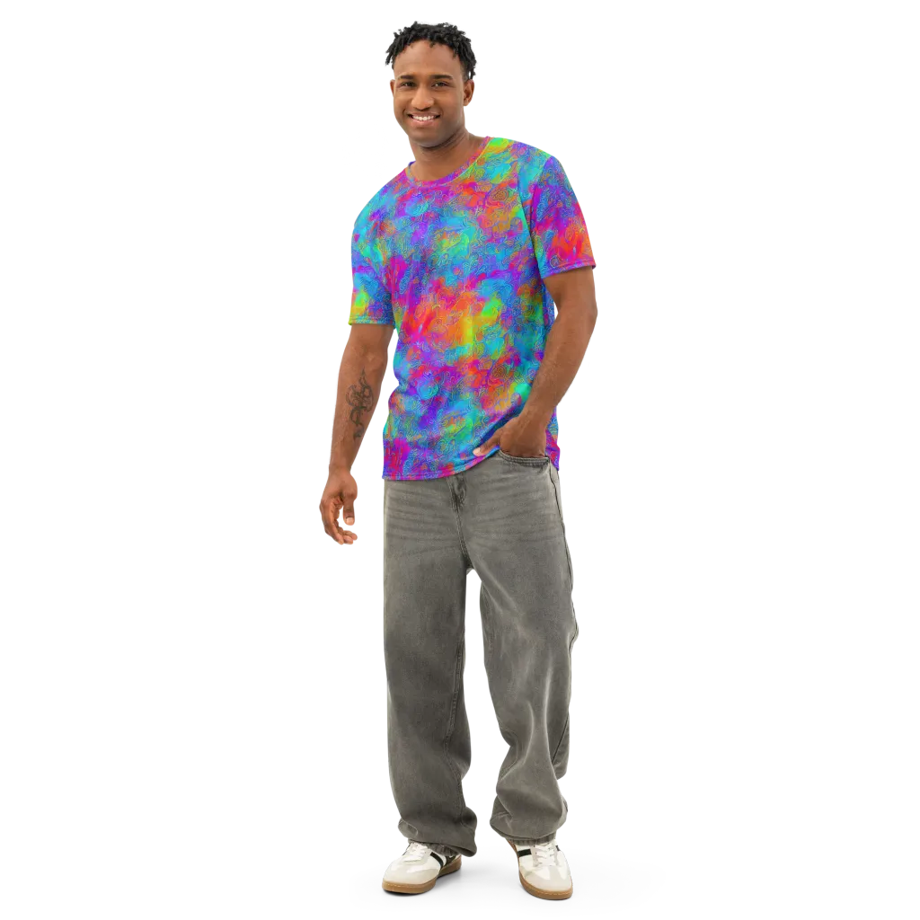 Acid Azure on Men's Cotton Crew Neck T-Shirt — Front