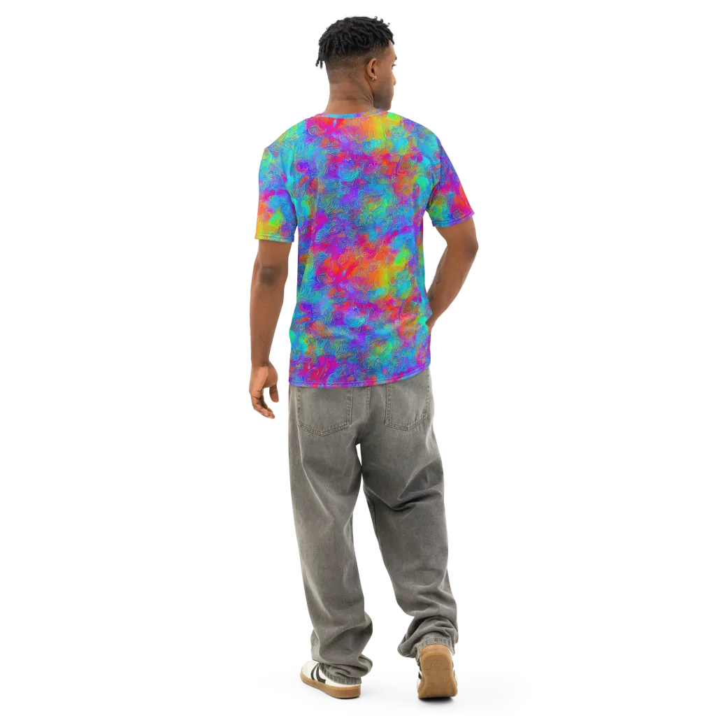 Acid Azure on Men's Cotton Crew Neck T-Shirt — Back