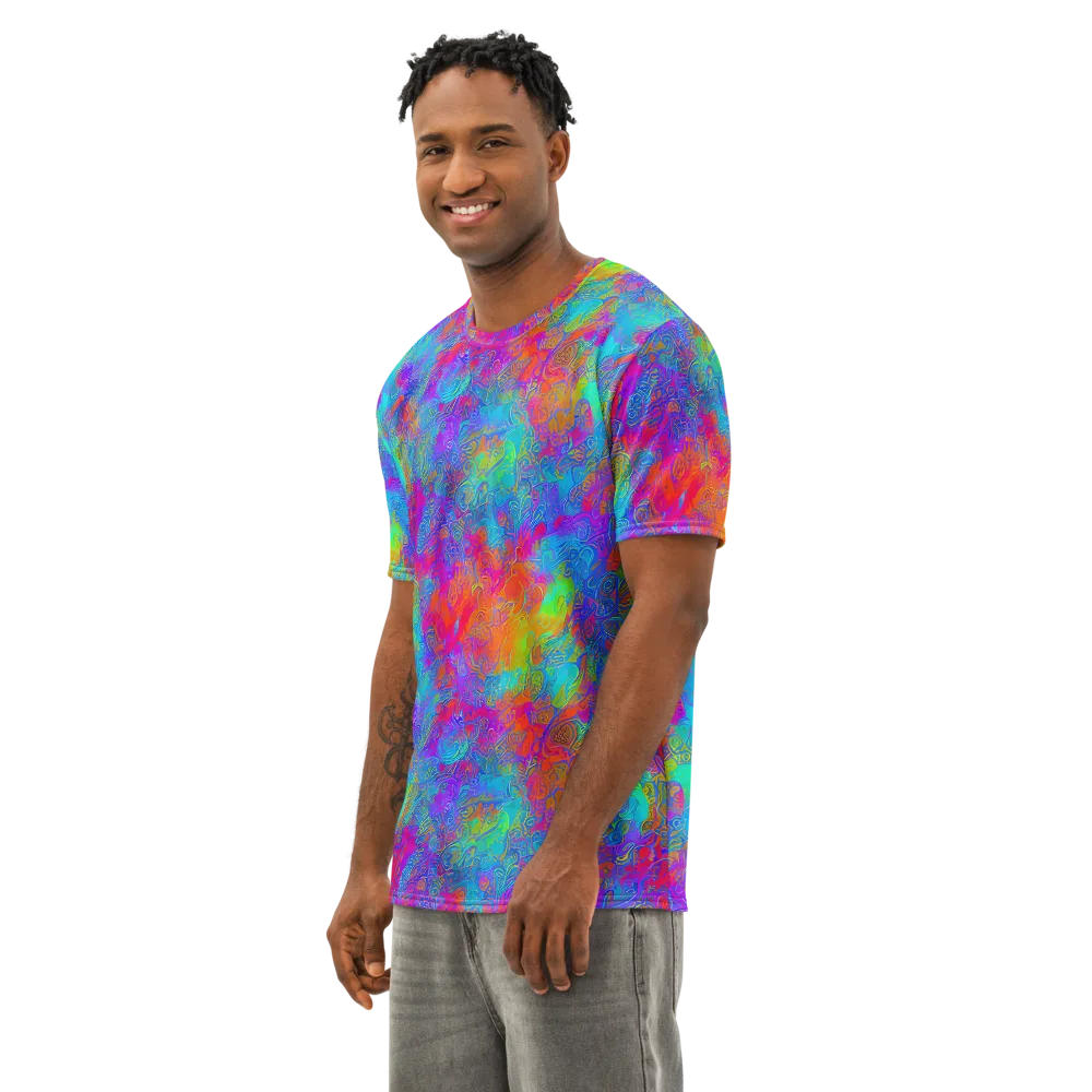 Acid Azure on Men's Cotton Crew Neck T-Shirt — Left Front