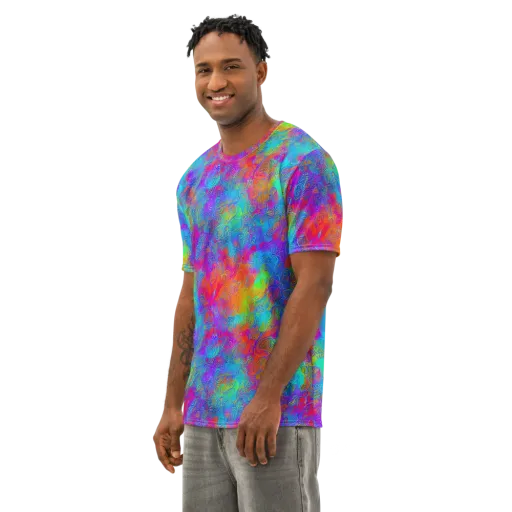 Acid Azure on a Men's Cotton Crew Neck T-Shirt