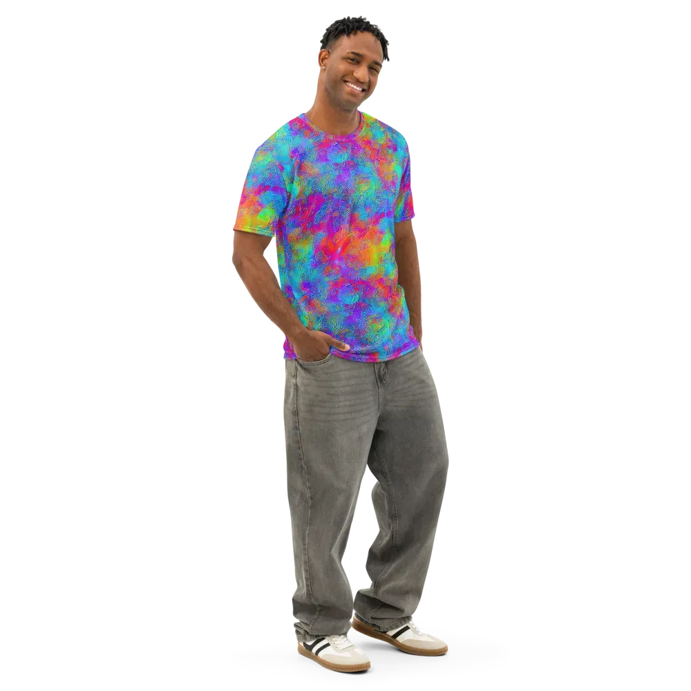 Acid Azure on Men's Cotton Crew Neck T-Shirt — Right Front
