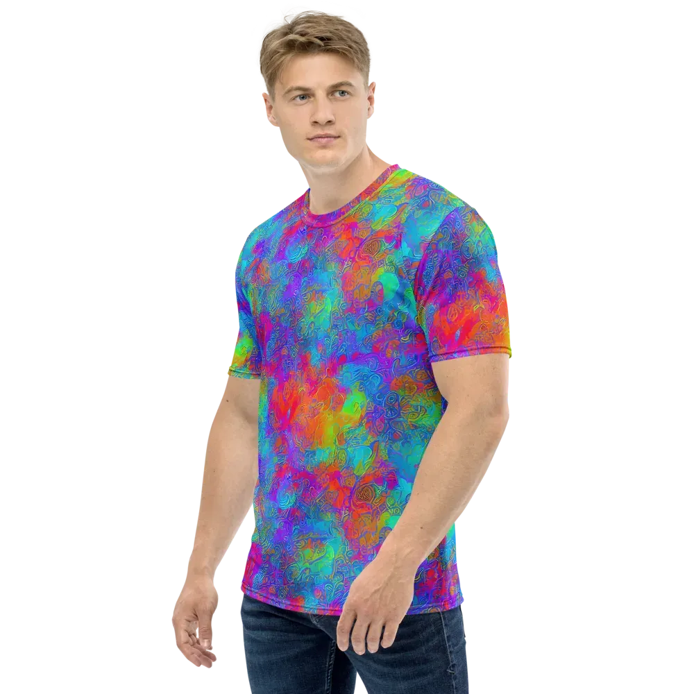Acid Azure on Men's Crew Neck T-Shirt — Left