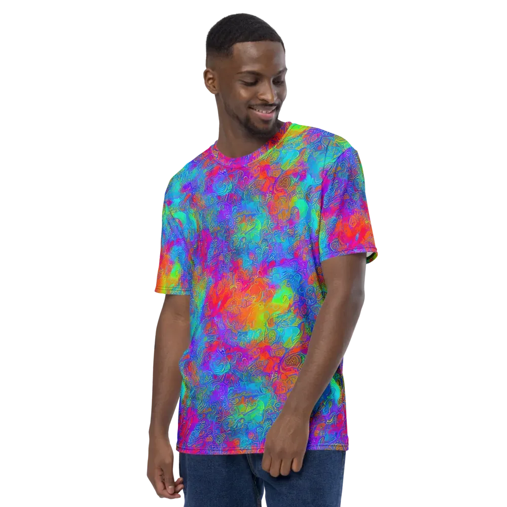 Acid Azure on Men's Crew Neck T-Shirt — Left