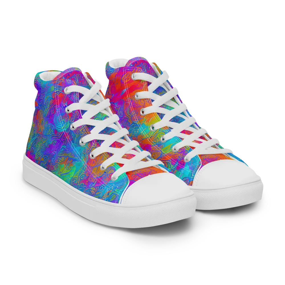 Acid Azure on Men's High Top Canvas Shoes — Right Front
