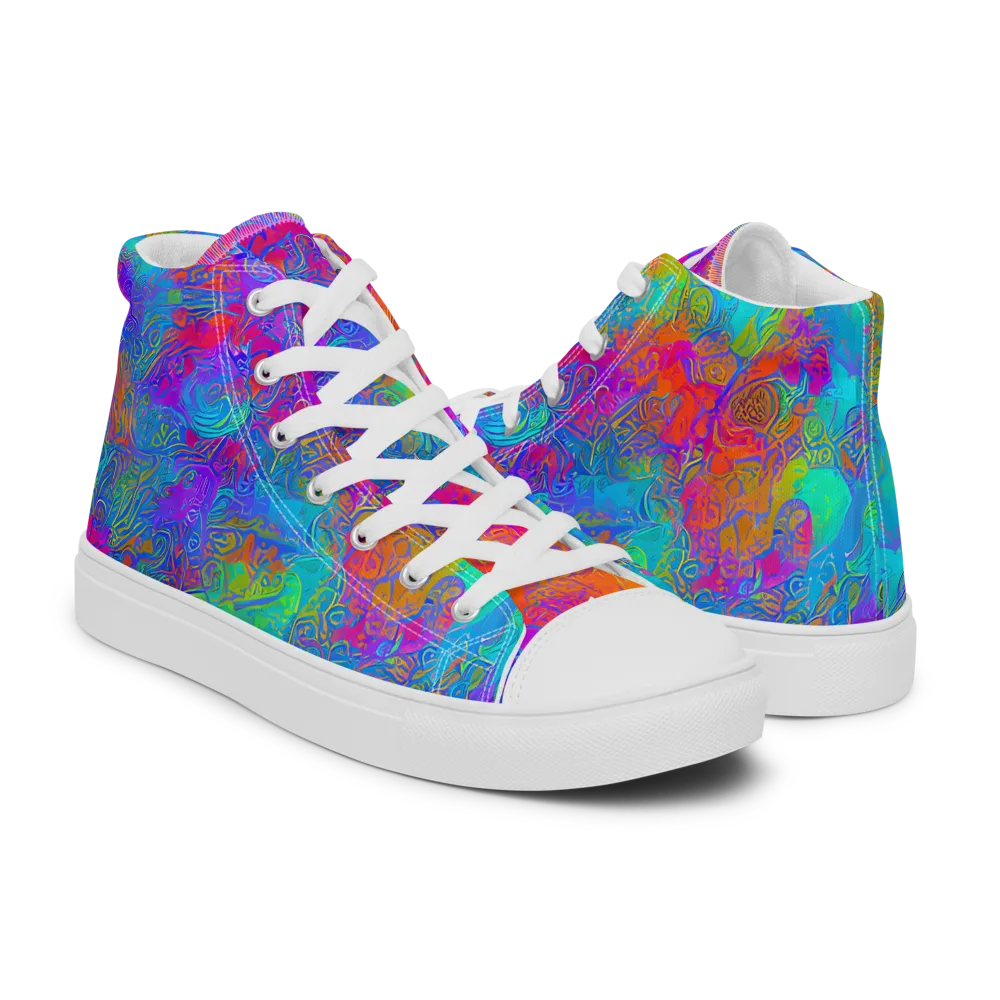 Acid Azure on Men's High Top Canvas Shoes — Right