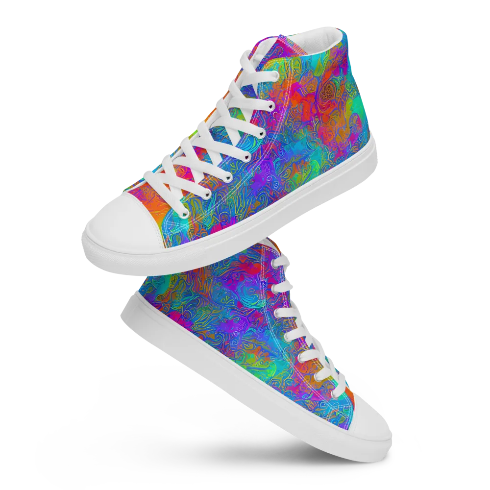 Acid Azure on Men's High Top Canvas Shoes — Front