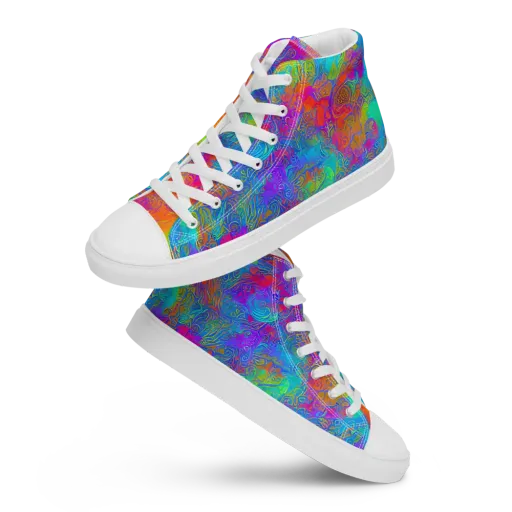 Acid Azure on a Men's High Top Canvas Shoes