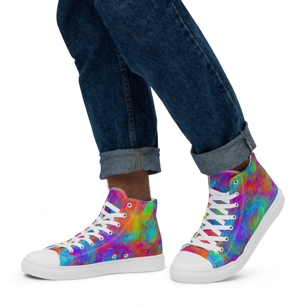 Acid Azure on Men's High Top Canvas Shoes — Left