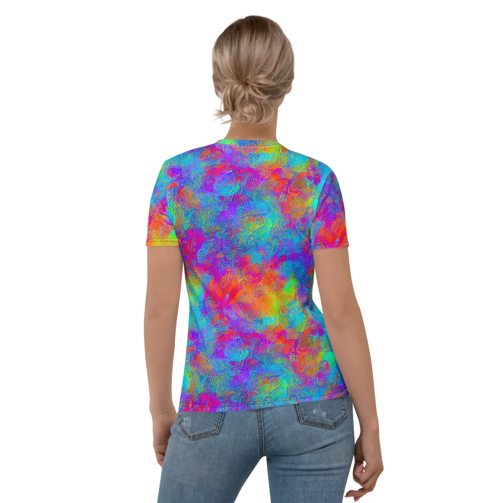 Acid Azure on Women's Crew Neck T-Shirt — Back