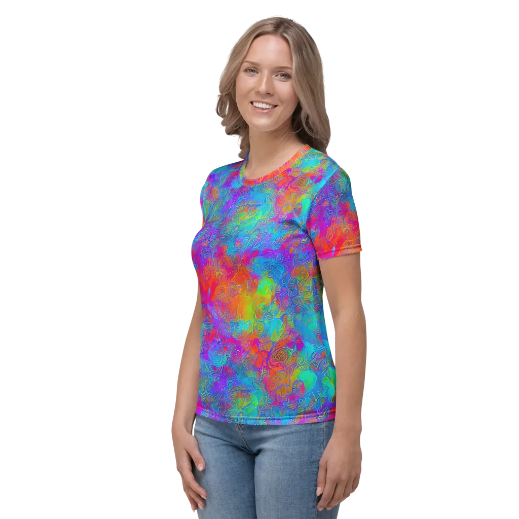 Acid Azure on Women's Crew Neck T-Shirt — Left