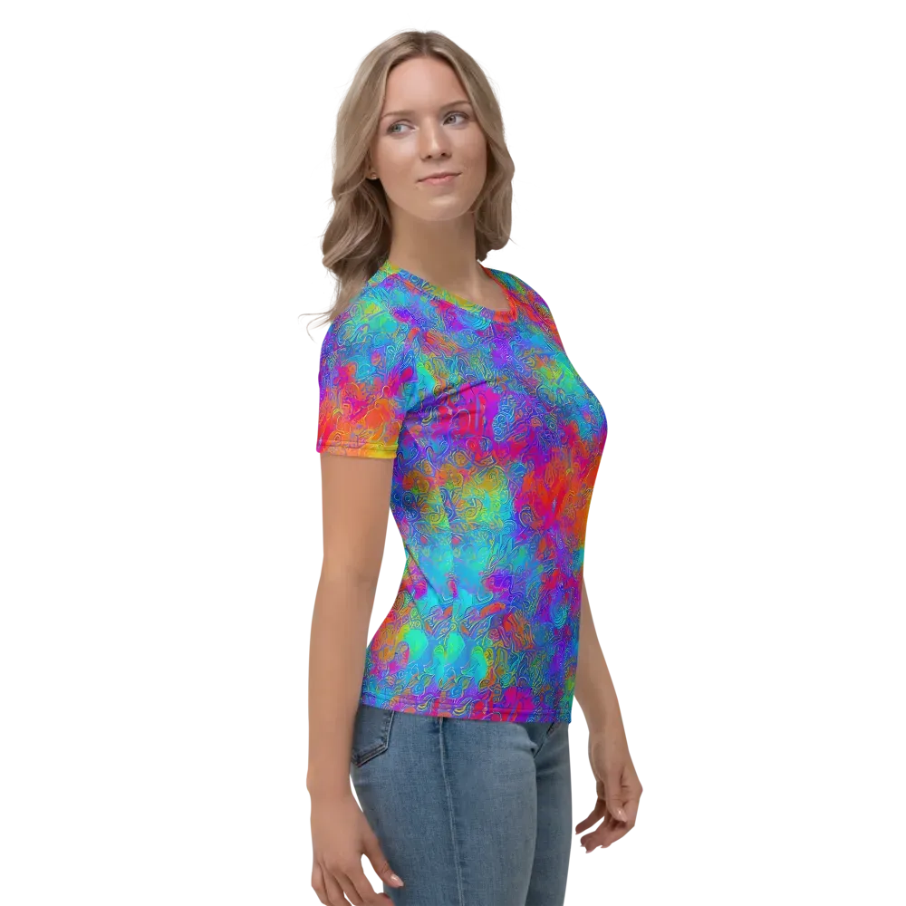 Acid Azure on Women's Crew Neck T-Shirt — Right