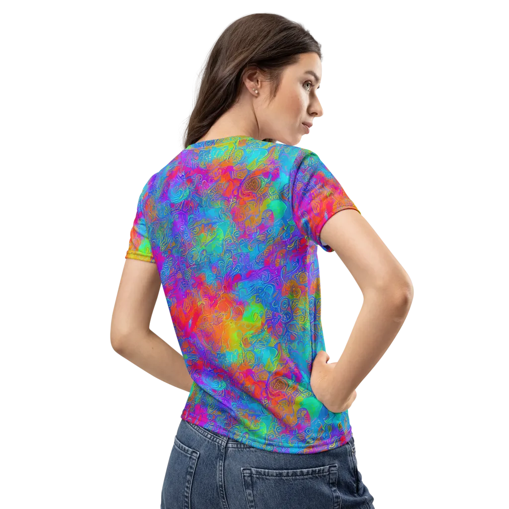 Acid Azure on Women's Crew Neck T-Shirt — Back