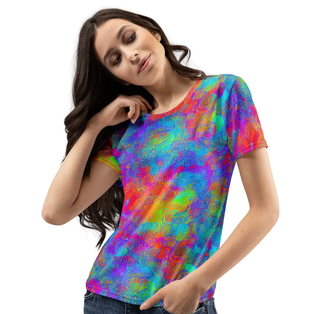 Acid Azure on Women's Crew Neck T-Shirt — Left Front