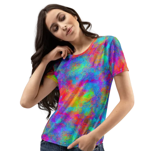 Acid Azure on a Women's Crew Neck T-Shirt
