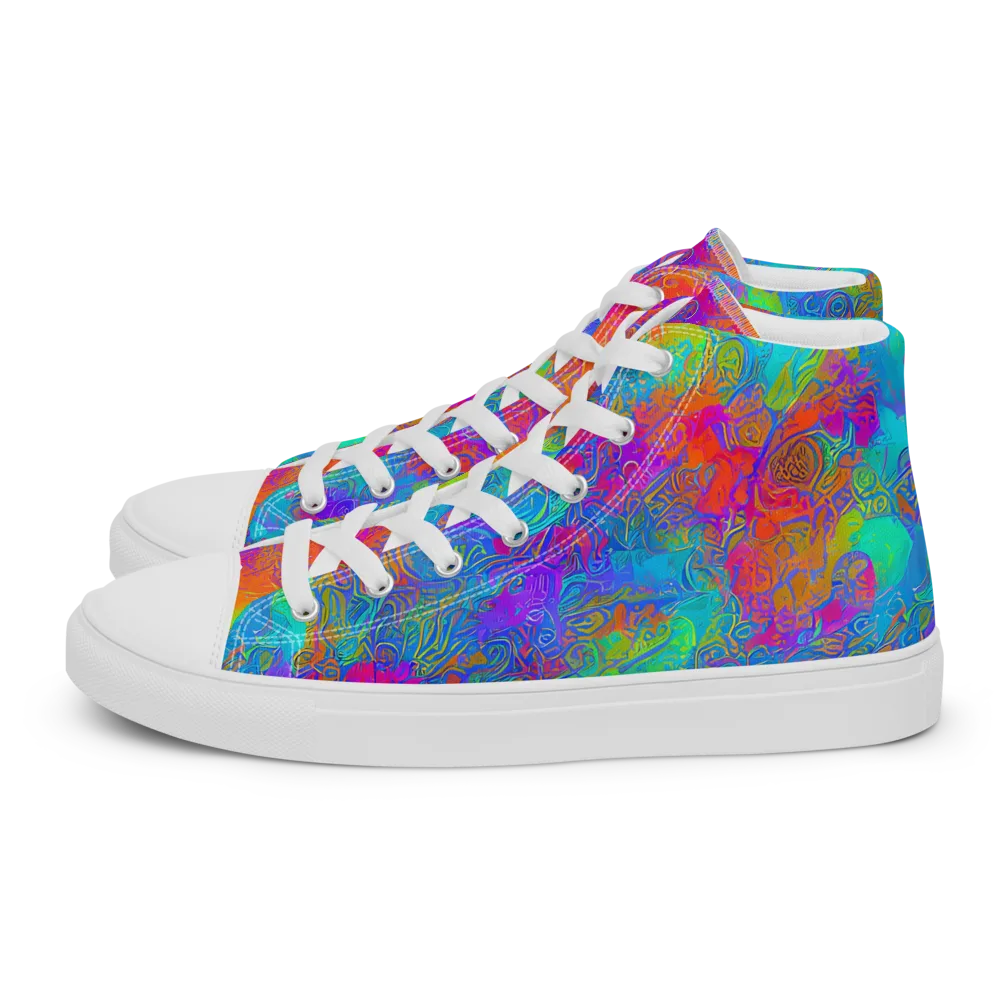 Acid Azure on Women's High Top Canvas Shoes — Left