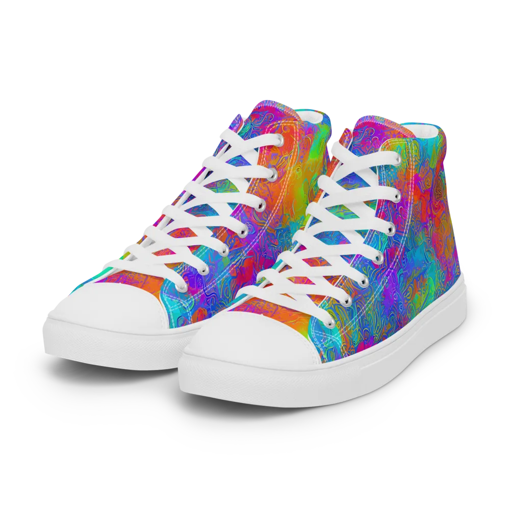Acid Azure on Women's High Top Canvas Shoes — Left Front