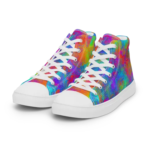Acid Azure on a Women's High Top Canvas Shoes