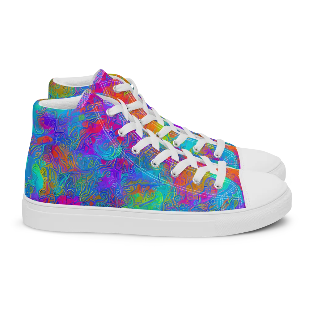 Acid Azure on Women's High Top Canvas Shoes — Right