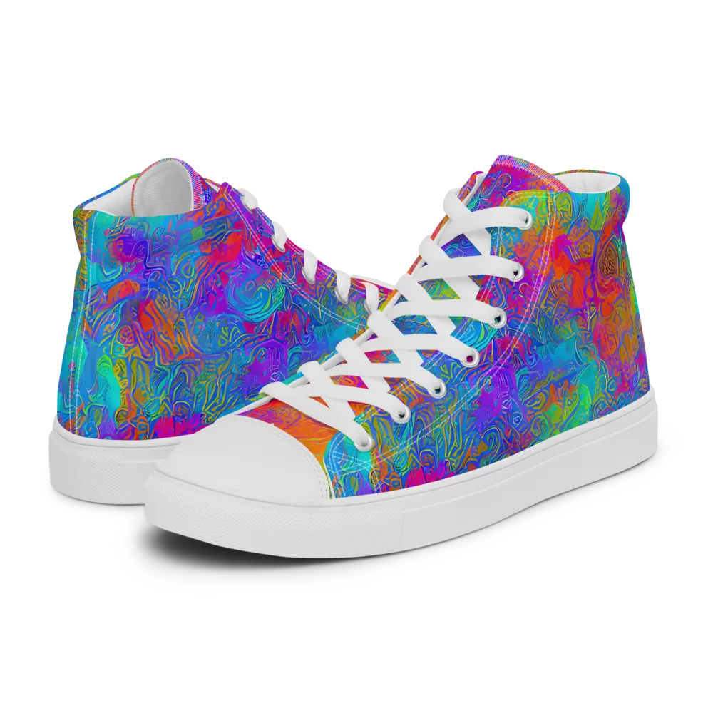 Acid Azure on Women's High Top Canvas Shoes — Left