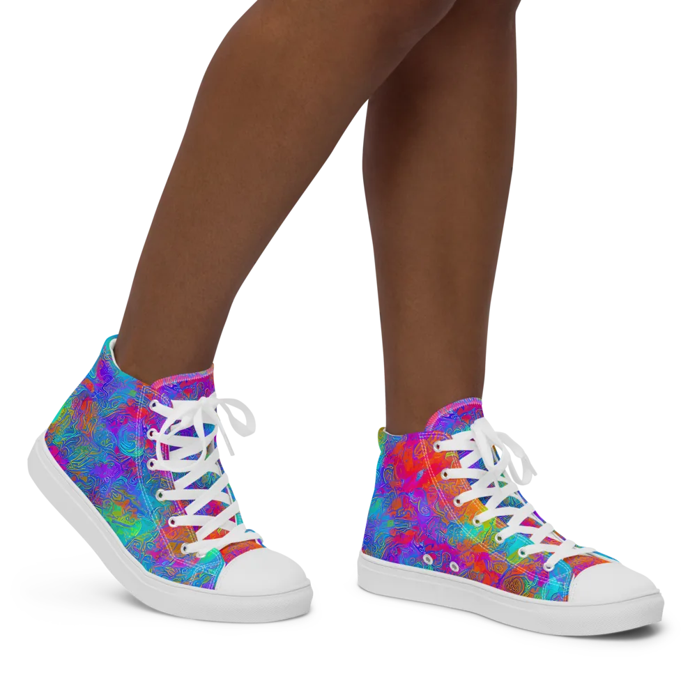 Acid Azure on Women's High Top Canvas Shoes — Right