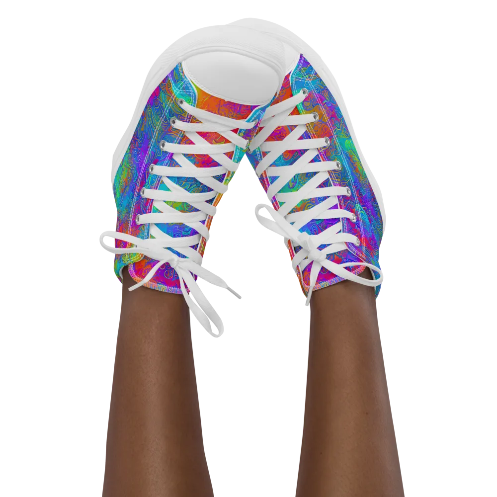 Acid Azure on Women's High Top Canvas Shoes — Front
