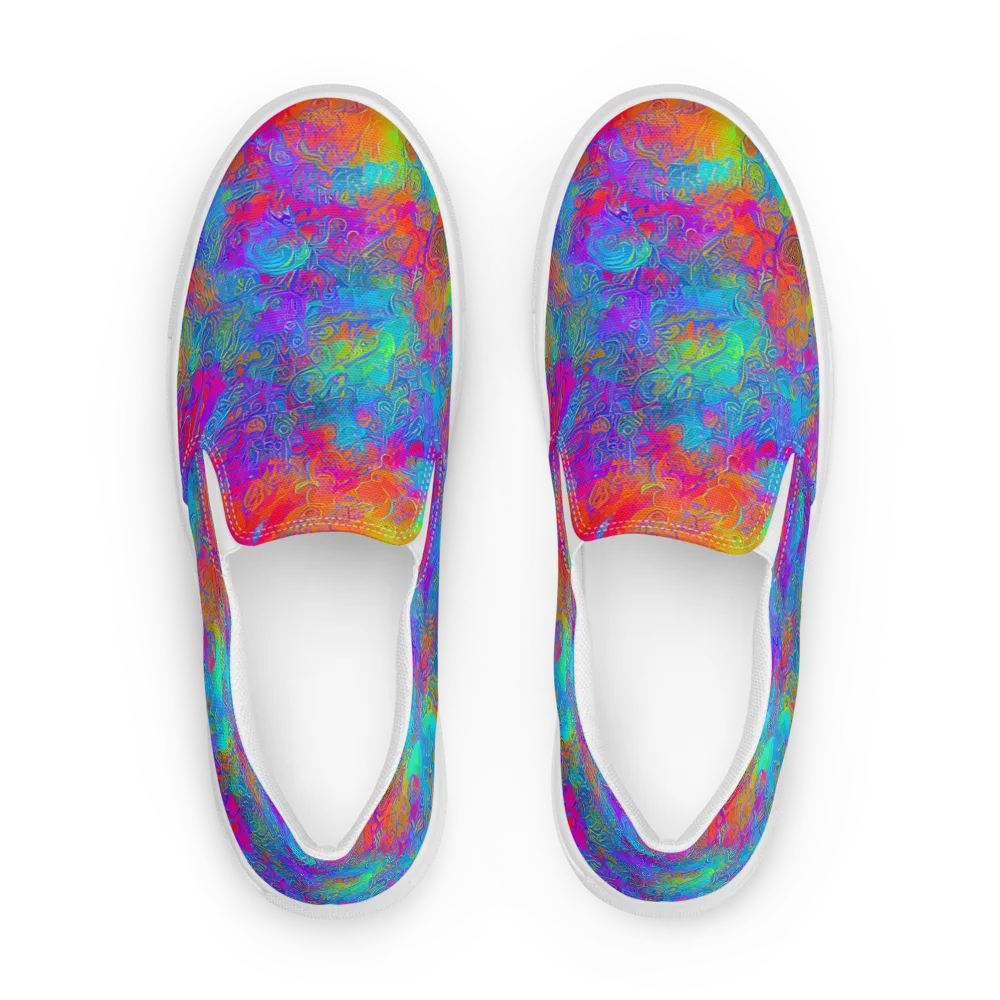Acid Azure on Men's Slip-On Canvas Shoes — Front