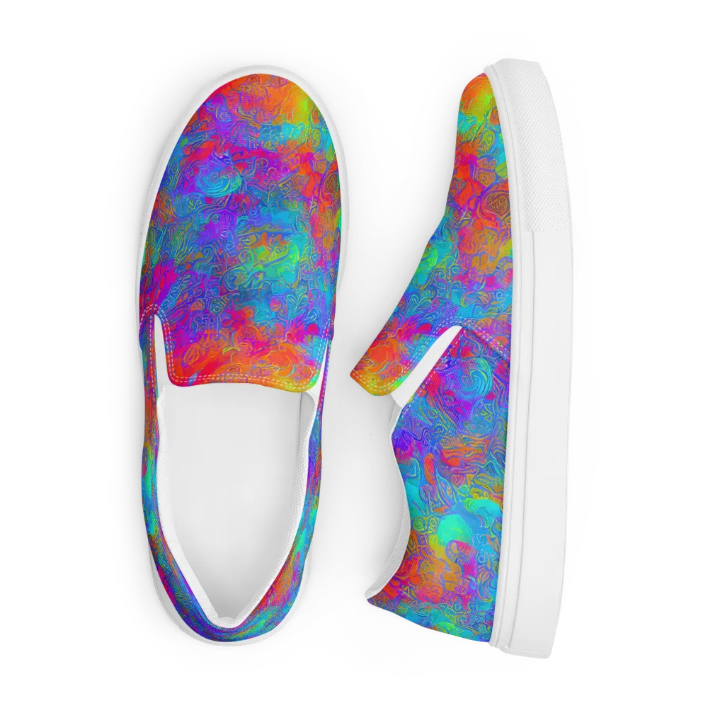 Acid Azure on Men's Slip-On Canvas Shoes — Front