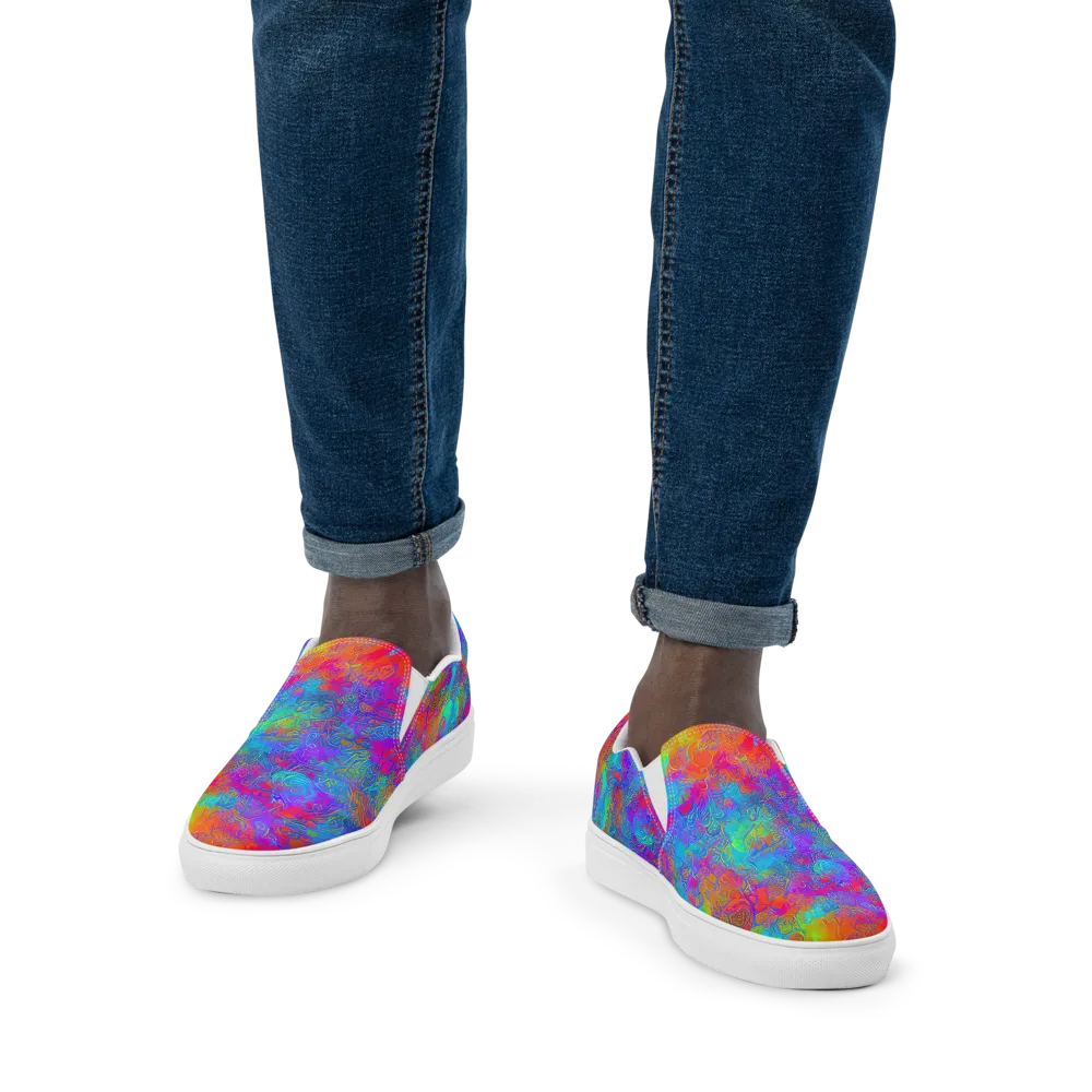 Acid Azure on Men's Slip-On Canvas Shoes — Front